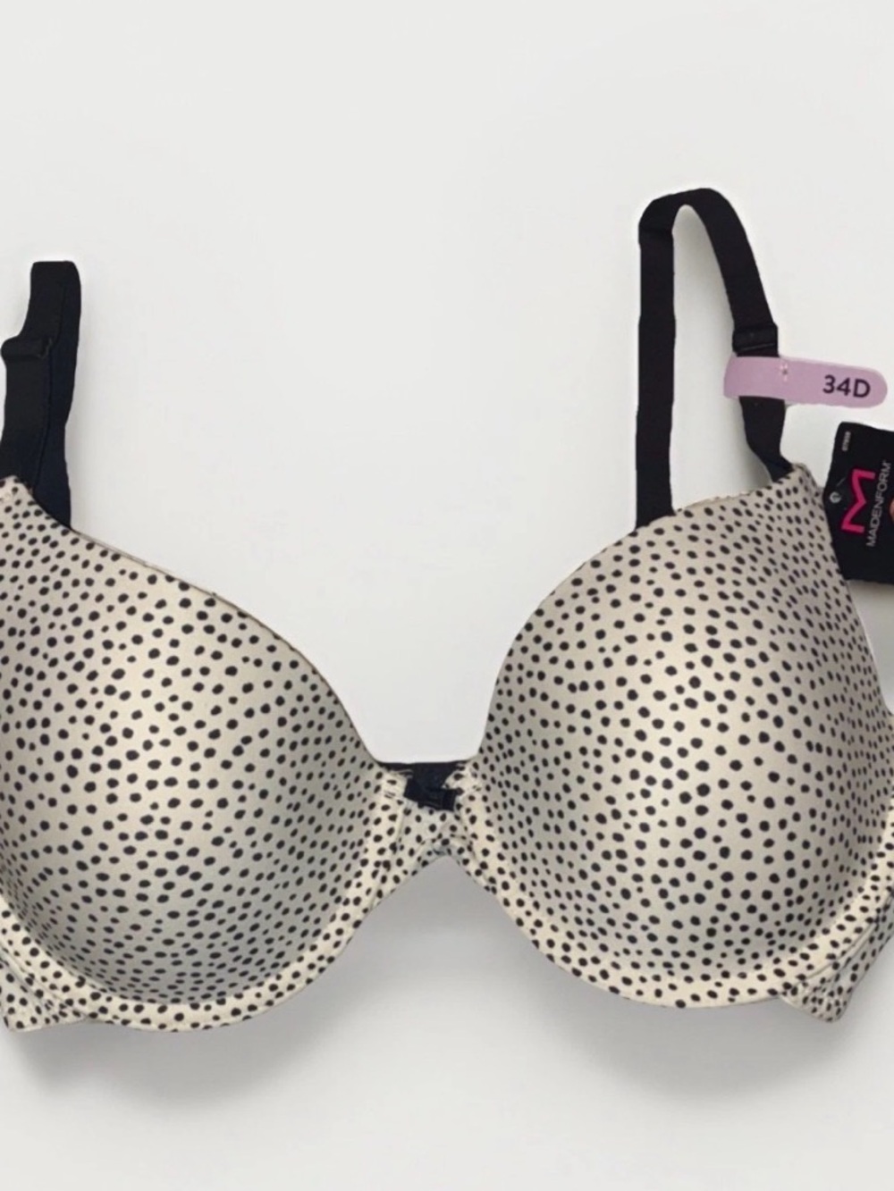 Maidenform Black Polka Dot T-Shirt Bra on Cream